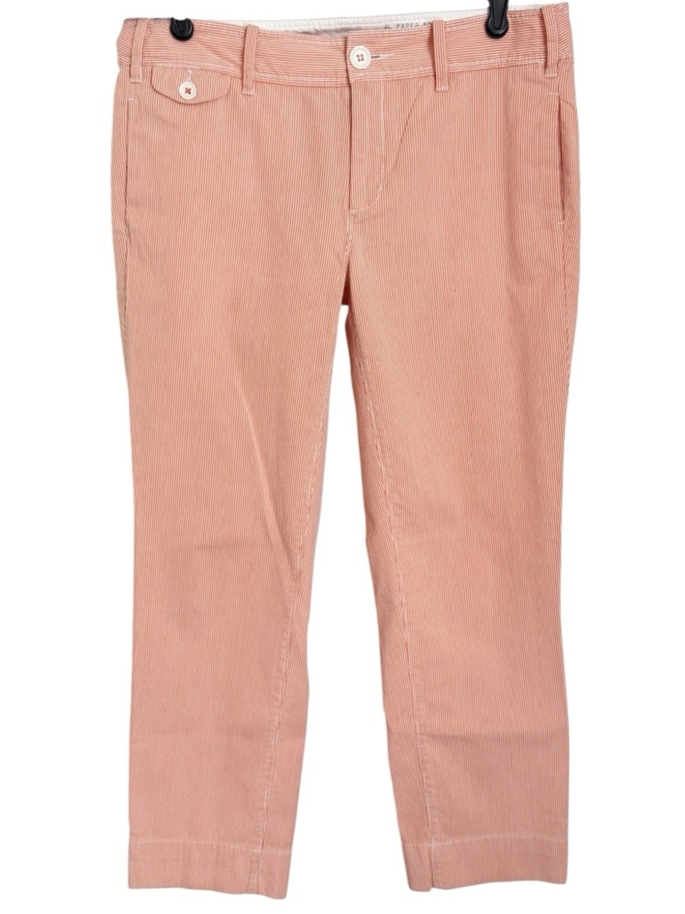 Anthropologie Paper Boy Cropped Ankle Pants | Orange & White Pinstripe | Size 4